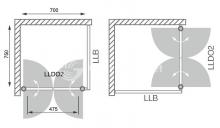 Фото товара Душевой уголок Roltechnik Lega Line LLDO2+LLB 70х75