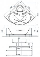 Фото товара Угловая ванна Тритон Сабина 160х160 без гидромассажа