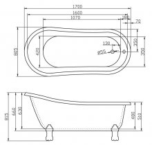 Фото товара Акриловая ванна BelBagno BB04-BRN/BIA