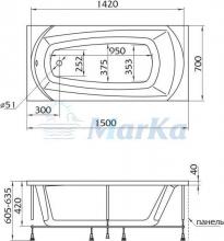 Фото товара Акриловая ванна 1MarKa Marka One Elegance 150х70