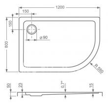 Фото товара Асимметричный душевой поддон Roltechnik FLAT ASYMETRIC R 120х80