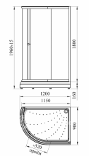 Фото товара Душевой угол Радомир 120x90 Люкс (шторка 1,8 м)