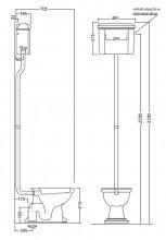 Фото товара Бачок для унитаза Kerasan Retro 108001 подвесной, для высокой трубы