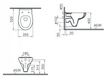 Фото товара Унитаз подвесной безободковый VitrA S20 7741B003-6079 с сиденьем микролифт