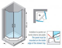 Фото товара Душевой уголок Novellini Giada Pentagono GIADNP90-1K
