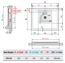 Фото товара Поддон для душа Novellini New Olympic 100x100 см, квадратный