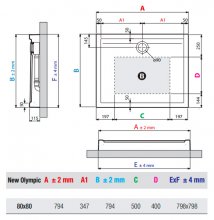 Фото товара Поддон для душа Novellini New Olympic 80x80 см высокий, квадратный