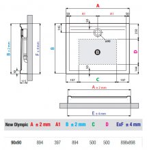 Фото товара Поддон для душа Novellini New Olympic 90x90 см высокий, квадратный