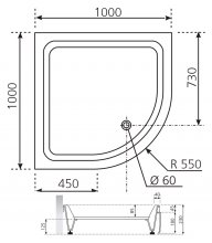 Фото товара Поддон для душа Novellini Victory B 100x100 см, четверть круга