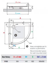 Фото товара Поддон для душа Novellini New Victory 100x100 см высокий, четверть круга