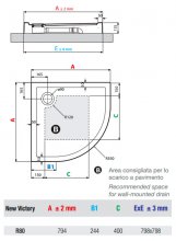 Фото товара Поддон для душа Novellini New Victory 80x80 см высокий, четверть круга