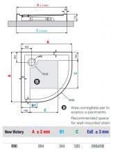 Фото товара Поддон для душа Novellini New Victory 90x90 см высокий, четверть круга