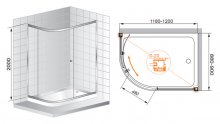 Фото товара Душевой уголок Cezares Anima RH1 120/90