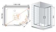 Фото товара Душевой уголок Cezares Pratico RH2 100/80