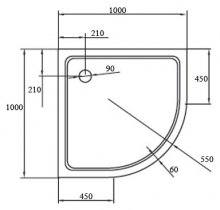 Фото товара Поддон для душа Cezares Tray R550, радиальный 100, акриловый