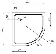 Фото товара Поддон для душа Cezares Tray R550, радиальный 90, акриловый