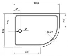 Фото товара Поддон для душа Cezares Tray R550 120х80 см акриловый L