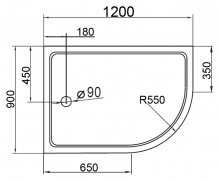 Фото товара Поддон для душа Cezares Tray R550 120х90 см акриловый L