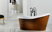 Фото товара Чугунная ванна Recor Slipper 170x76 декор двухсторонний, два отверстия под смеситель
