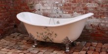 Фото товара Чугунная ванна Recor Roll Top 170x78 декор двухсторонний, два отверстия под смеситель