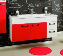 Фото товара Комплект мебели для ванной Акватон Диор 120 бело-бордовый