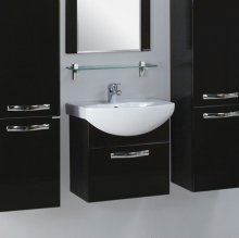Фото товара Комплект мебели для ванной Акватон Ария 65 черный глянец