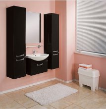 Фото товара Комплект мебели для ванной Акватон Ария 65 черный глянец