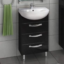 Фото товара Комплект мебели для ванной Акватон Ария Н 50 черный глянец