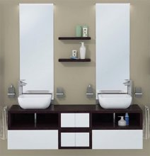 Фото товара Комплект мебели для ванной Акватон Интегро 160 венге /ящики