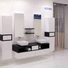 Фото товара Комплект мебели для ванной Акватон Интегро 160 венге /ящики