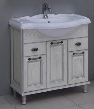 Фото товара Комплект мебели для ванной Акватон Жерона 85 белое серебро