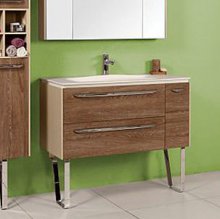 Фото товара Комплект мебели для ванной Акватон Блент 80 дуб европейский и крем