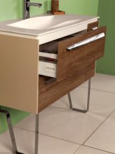 Фото товара Комплект мебели для ванной Акватон Блент 100 дуб европейский и крем