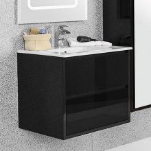 Фото товара Комплект мебели для ванной Акватон Римини 60 черный глянец
