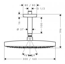 Фото товара Верхний душ Hansgrohe Raindance Select E 300 2jet 27384000