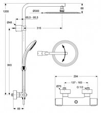 Фото товара Душевая стойка Ideal Standard IdealRain Soft A6246AA