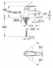 Фото товара Смеситель Grohe Eurodisc Cosmopolitan 33192002 для ванны с душем