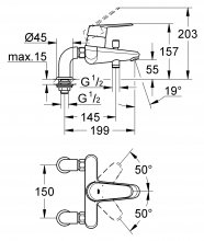 Фото товара Смеситель Grohe Eurodisc Cosmopolitan 33392002 для ванны с душем