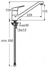 Фото товара Смеситель Ideal Standard Slimline II B8995AA для кухонной мойки