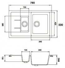 Фото товара Мойка кухонная GranFest Quadro GF-Q775KL черный