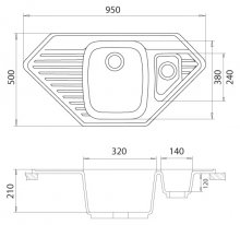 Фото товара Мойка кухонная GranFest Corner GF-C950E черный