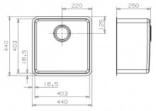 Фото товара Мойка кухонная Reginox Kansas 40x40 Cuadrat LUX L сталь