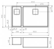 Фото товара Мойка кухонная Reginox Texas 18x40+50x40 LUX L сталь