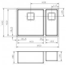 Фото товара Мойка кухонная Reginox Texas 18x40+40x40 LUX L сталь