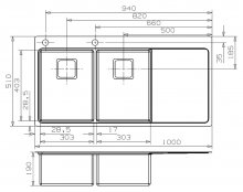 Фото товара Мойка кухонная Reginox Nevada 30x30 LUX OKG left L сталь