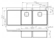 Фото товара Мойка кухонная Reginox Nevada 30x40 LUX OKG right L сталь