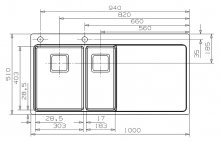 Фото товара Мойка кухонная Reginox Nevada 30x18 LUX OKG right L сталь