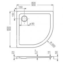 Фото товара Полукруглый душевой поддон Roltechnik FLAT ROUND 90