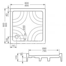 Фото товара Квадратный душевой поддон Roltechnik COLA-P 90х90