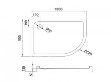 Фото товара Акриловый асимметричный поддон Vegas Glass HG-019-120х90